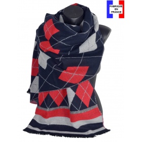 Châle Arlequin bleu-rouge