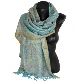 Etole écharpe foulard châle 100% pashmina rayure multicolore violet ladydjou 