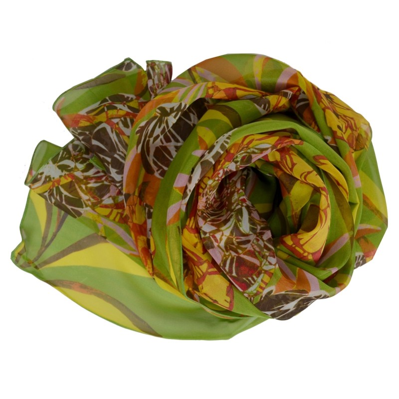 Echarpe Mohair et Soie Vert Anis Grand modele - Echarpe laine
