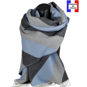 Châle Aikido bleu et gris made in France