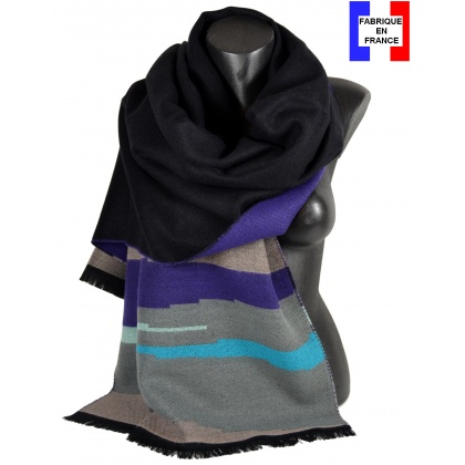 Châle Aurore noir et violet made in France