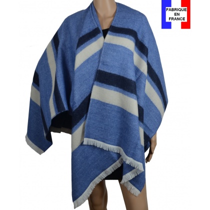 Poncho bleu-blanc made in France