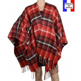 Poncho ecossais rouge made in France