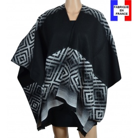 Poncho Assaki noir-gris made in France