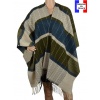 Poncho havana bleu-vert made in France