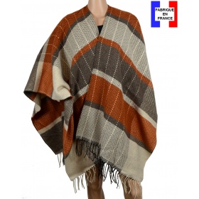 Poncho havana kaki-orange made in France