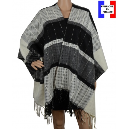 Poncho havana gris-noir made in France