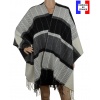 Poncho havana gris-noir made in France