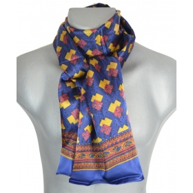 Foulard en soie homme bleu et jaune