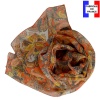 Foulard en soie Paisley orange fabriqué en France