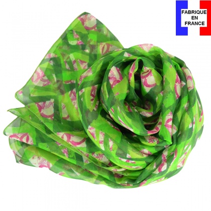 Foulard en soie Losange vert pomme fabriqué en France