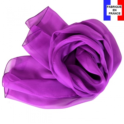 Foulard mousseline soie magenta fabriqué en France