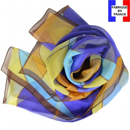 Foulard soie Mucha - Chocolat