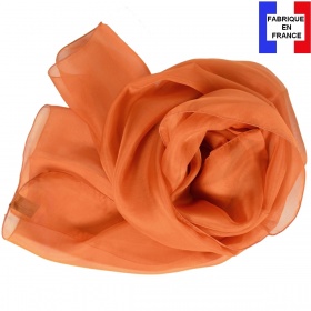 Foulard mousseline soie orange fabriqué en France