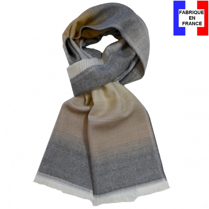 Echarpe acryl. Alexandrin beige et grise made in France