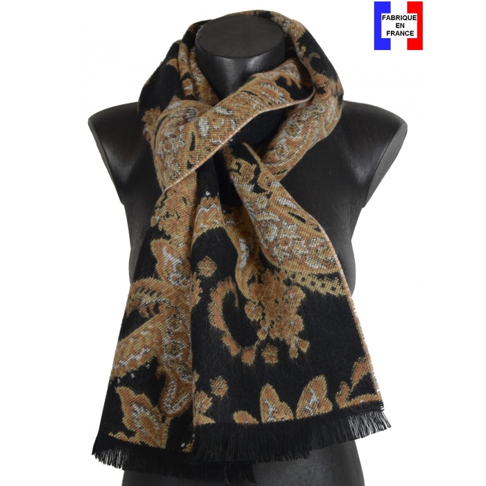 Echarpe Asmara noire et beige made in France