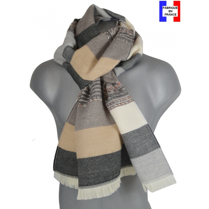 Echarpe homme mérinos Variation beige