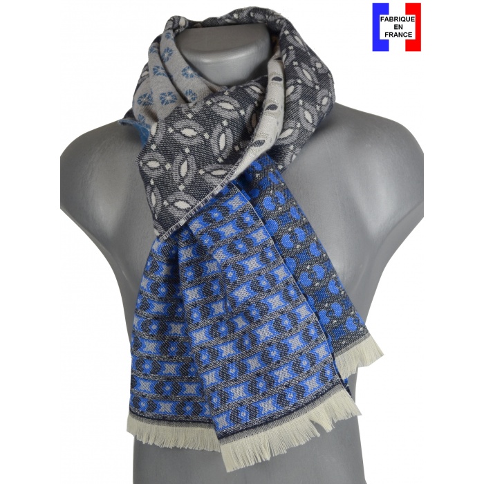 Echarpe homme merinos Etincelle bleue