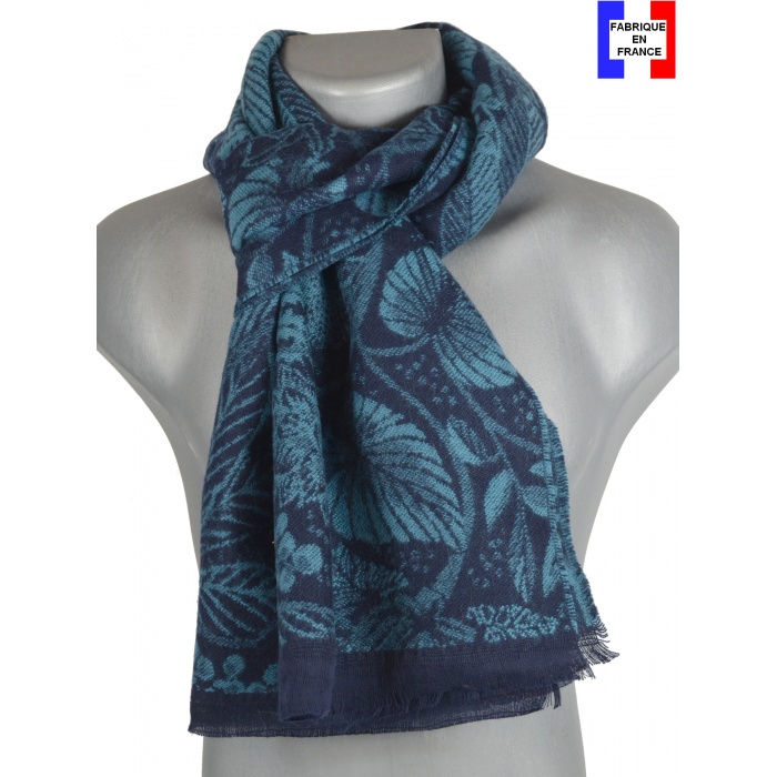 Echarpe homme merinos Vanille bleue