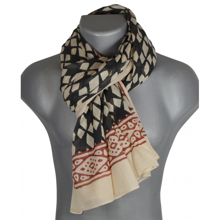 Cheche homme noir et beige frise bordeaux