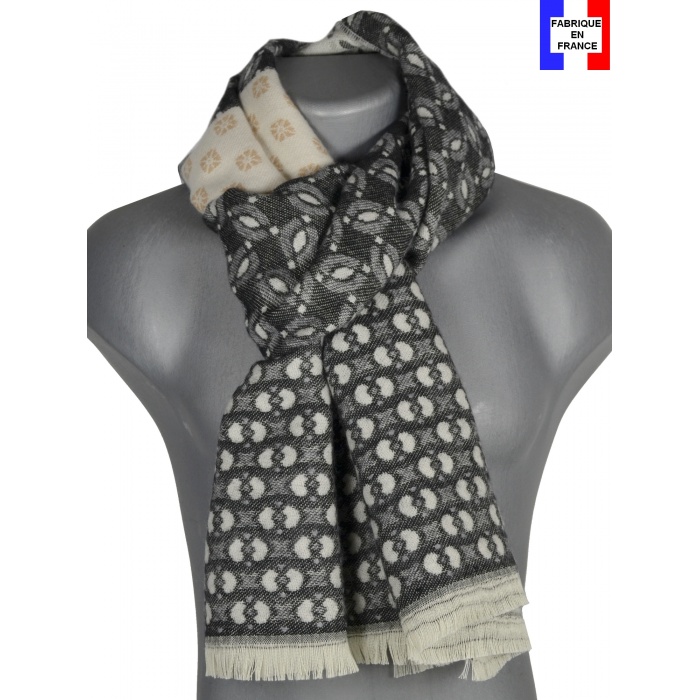 Echarpe homme merinos Victor noir beige