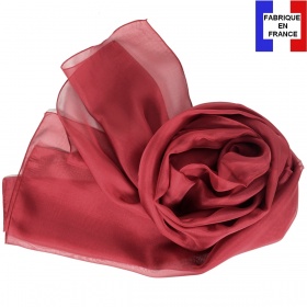 Foulard mousseline soie bordeaux fabriqué en France