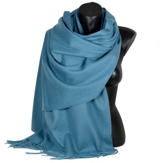 Châle en 100% cachemire de mongolie bleu canard