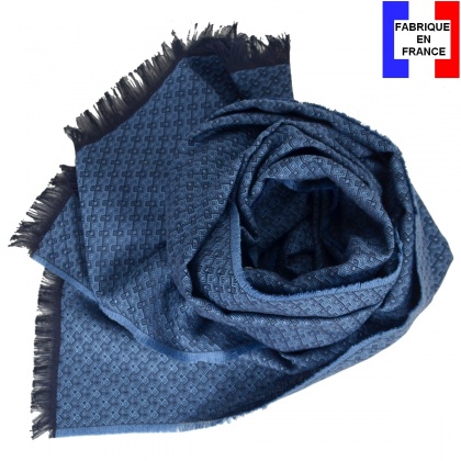 Echarpe homme coton laine BABA bleue