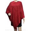 Poncho franges double rectangles  bordeaux