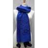 Echarpe pashmina bleue avec pompons en lapin 